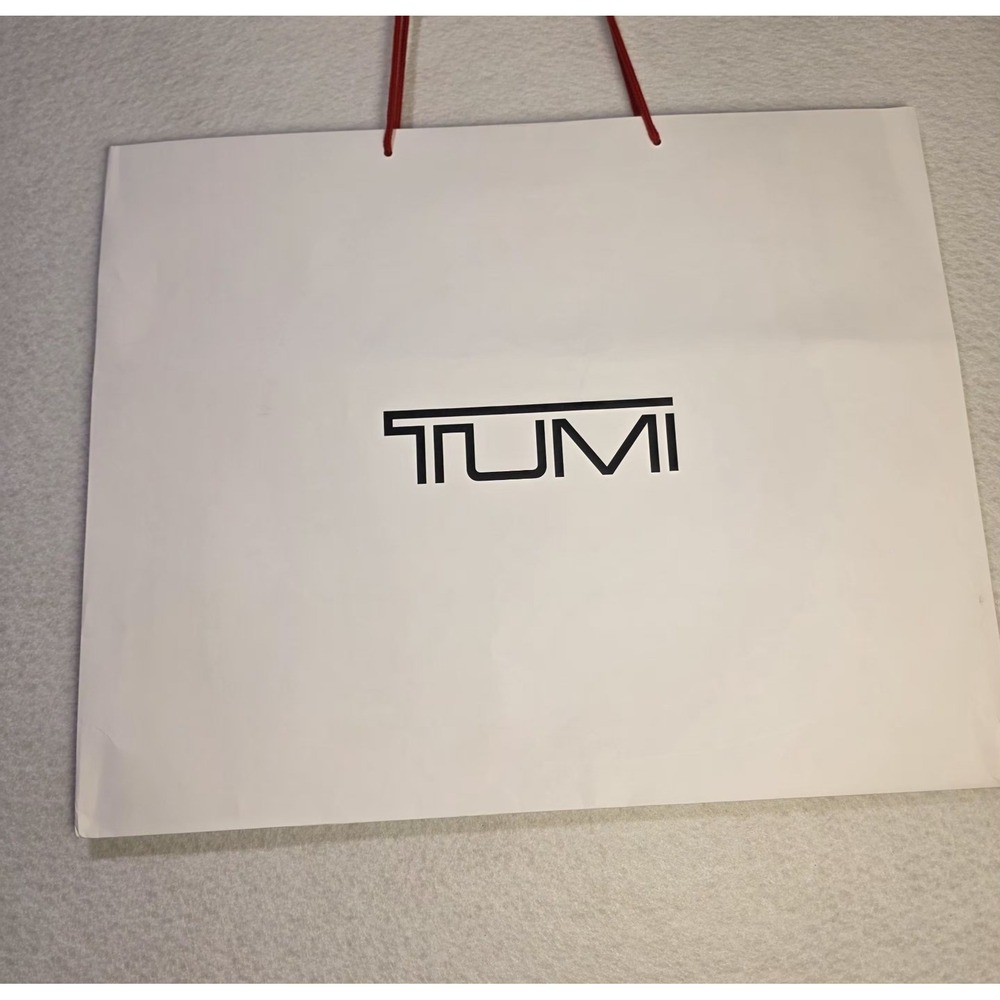 Tumi Jumbo‎ Shopping Bag Heavy Paper Gift Organizer White Blk Red 18.5"x23"x11"